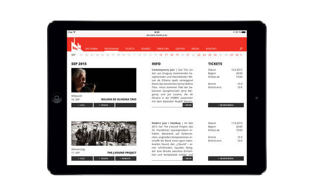 Screenshot Webdesign / mobiltauglich / Die Fabrik Frankfurt