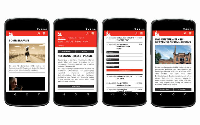 Screenshot Webdesign / mobiltauglich / Die Fabrik Frankfurt