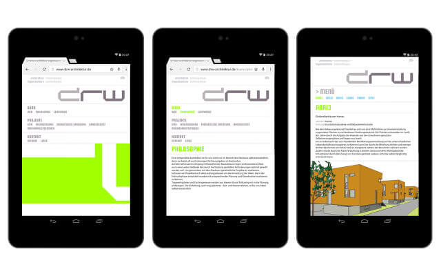 Screenshot Webdesign / mobiltauglich / drw Architektinnen