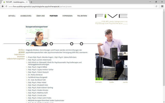 Screenshot Webdesign / FIVE APP