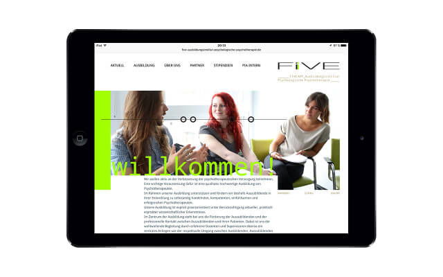 Screenshot Webdesign / mobiltauglich / FIVE APP