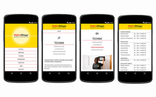 Screenshot Webdesign / Elektro Ehinger / Nexus 4