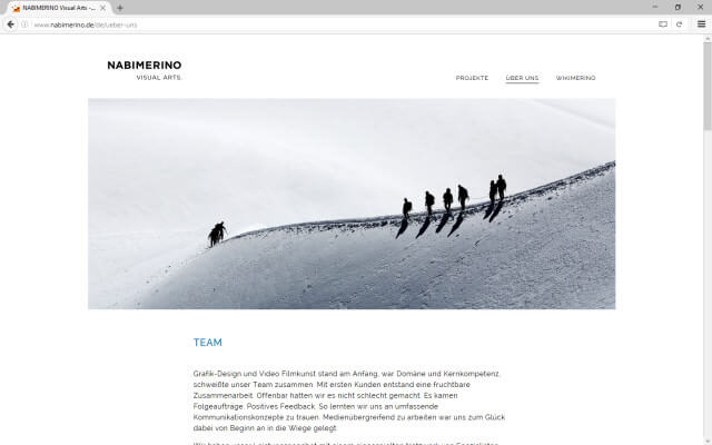 Screenshot Über Uns / Team