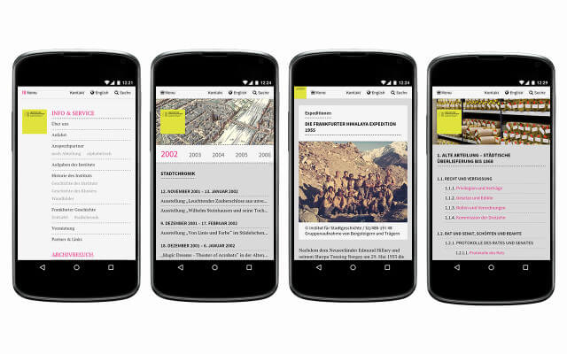 Screenshot Webdesign / ISG Frankfurt / Smartphone