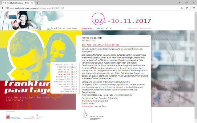 Screenshot Webdesign / Frankfurter Paartage 2017 / Programm