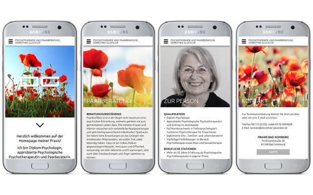 Screenshot Webdesign / Dorothee Glückler / Smartphone