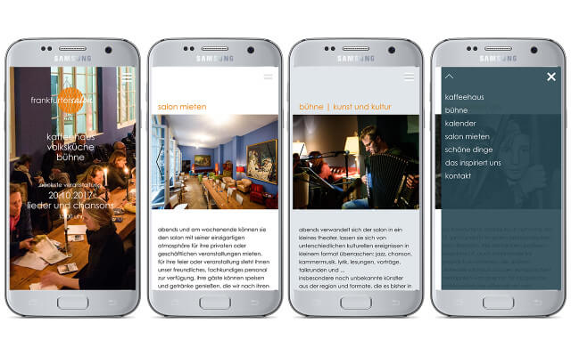 Screenshot frankfurtersalon / Webdesign / Smartphone