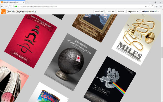 Screenshot Webdesign / Experiment / Diagonales Scrollen 30deg
