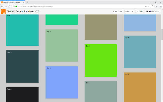 Screenshot Webdesign / Experiment / Column Parallaxer Middle