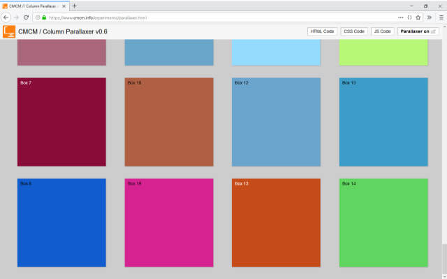 Screenshot Webdesign / Experiment / Column Parallaxer Bottom