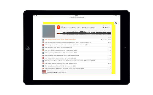 Screenshot Webdesign / IEMA / Lightbox Soundcloud