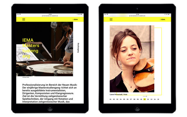 Screenshot Webdesign / IEMA / Studiengang