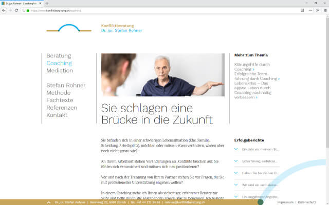 Screenshot Webdesign / Coaching