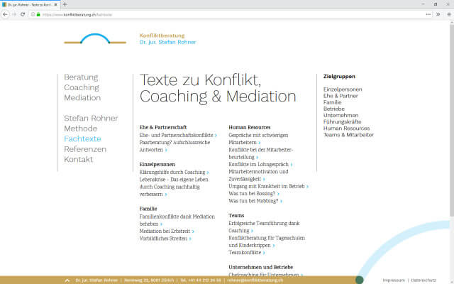 Screenshot Webdesign / Fachtexte
