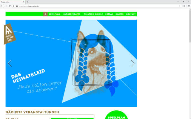 Screenshot Webdesign / Theater Aalen / Startseite