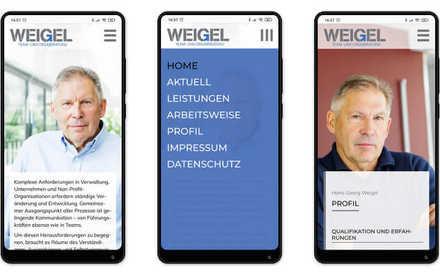 Screenshot Webdesign / Mobile