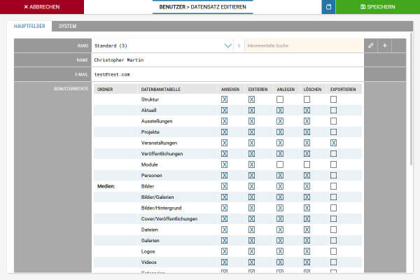 CreativeManager v3 / Benutzerrechte